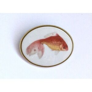 Vintage 1900's Mottahedeh Porcelain Goldfish Brooch/Water Dancer Fish Brooch Pin